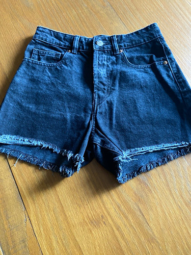 Black denim cut off shorts - black,