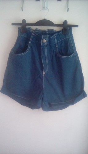 Blue paperbag waist shorts - blue,