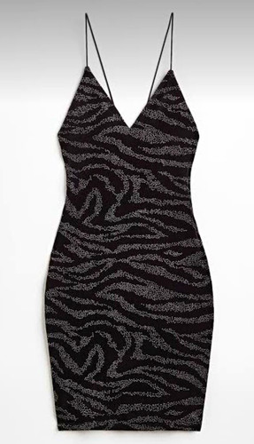 Black zebra glittery - black, dress