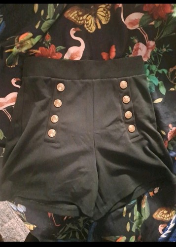 Gold button front black - gold,