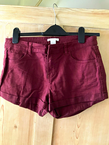 Burgundy denim shorts mid - burgundy,