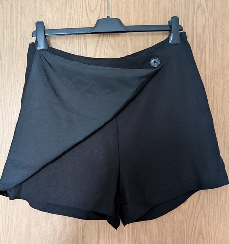Black wrap skort shorts - black,
