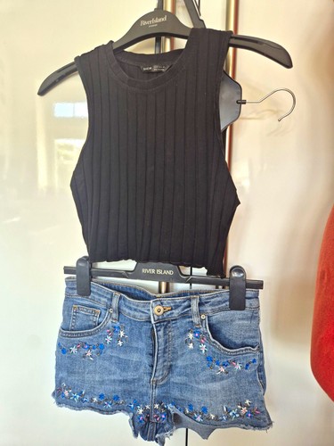 Blue denim shorts size 8 - blue,