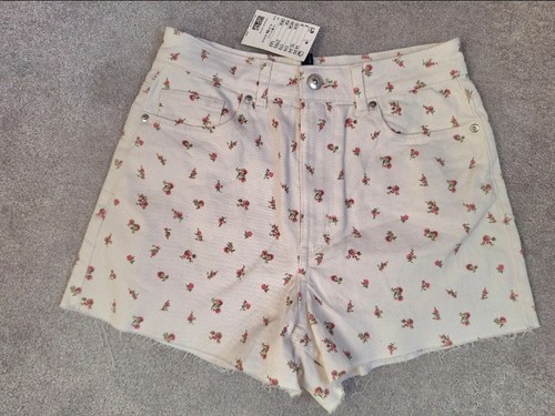 Cream floral print shorts - h&m,