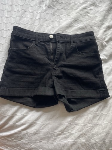 Black denim shorts - black,