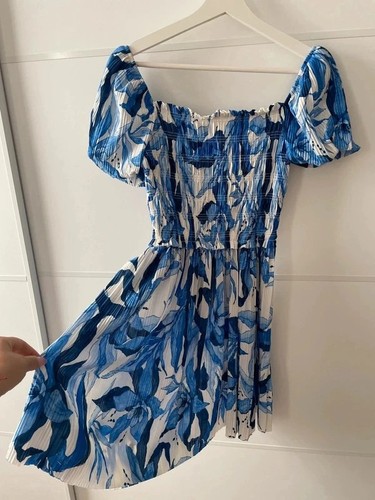 Blue floral dress - h&m, s